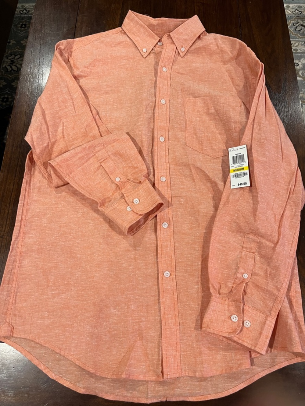 Club Room Men's Button-Down Shirt - Soft tangerine